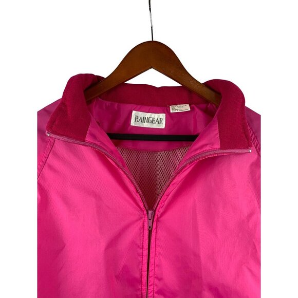 Vintage Raingear Pink Windbreaker Jacket Nylon Drawstring Waist Ventilated Size - Picture 5 of 6